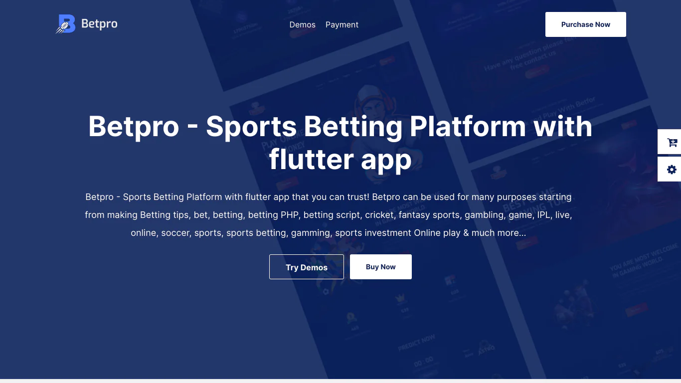 Betpro - Sports Betting Platform PHP Laravel Admin Panel With Flutter App ios and android