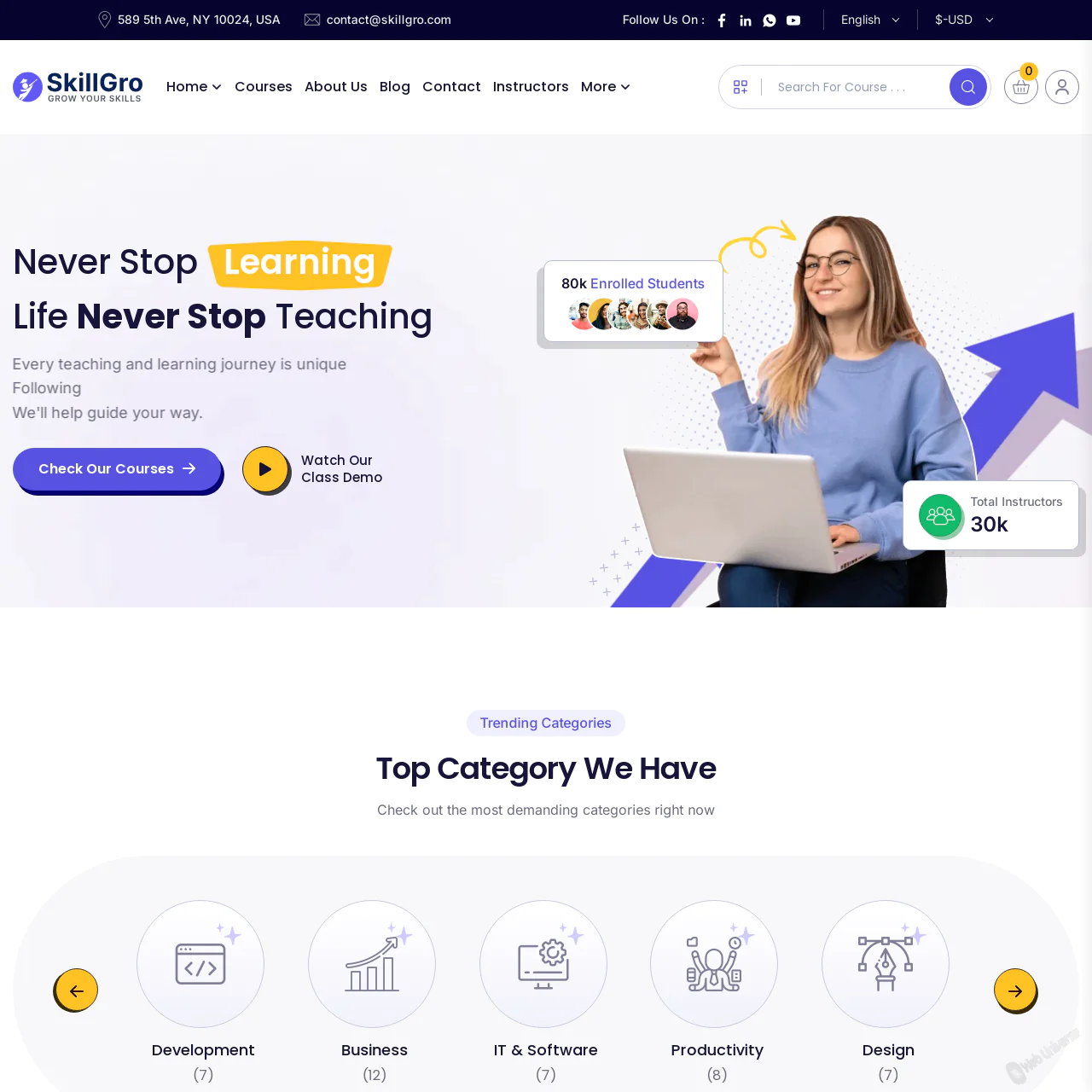 SkillGro LMS - Course & Learning Management System Laravel