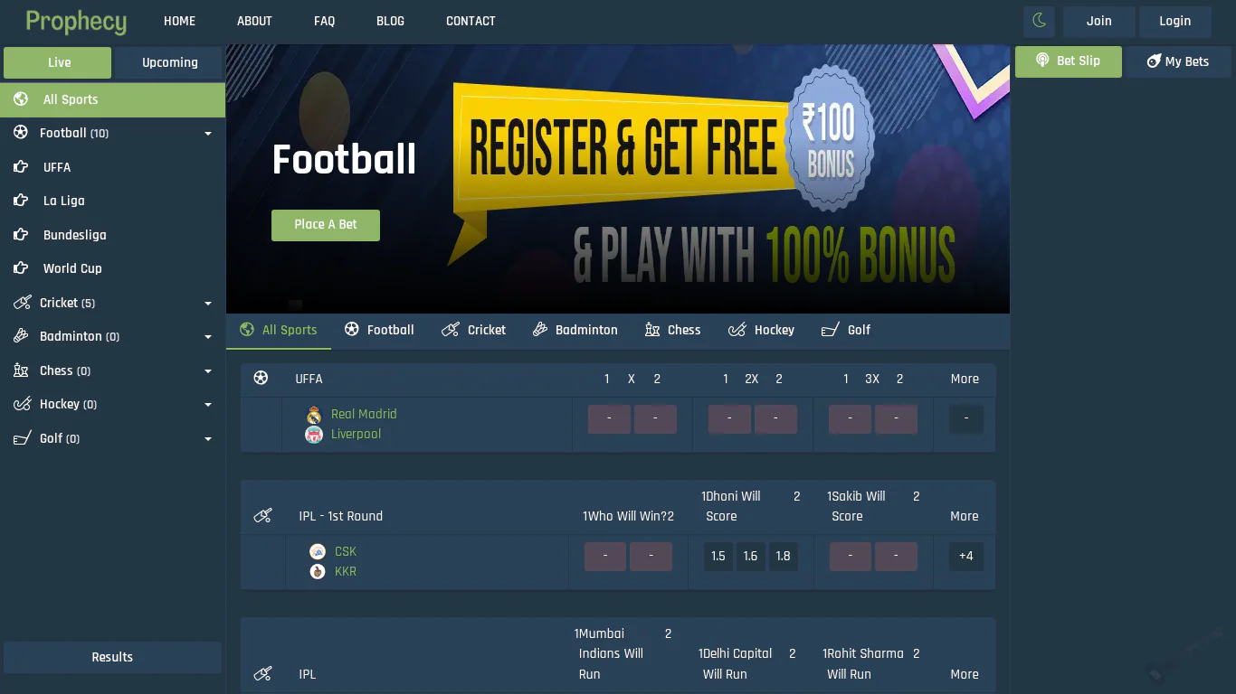 Prophecy - Sports Betting Platform