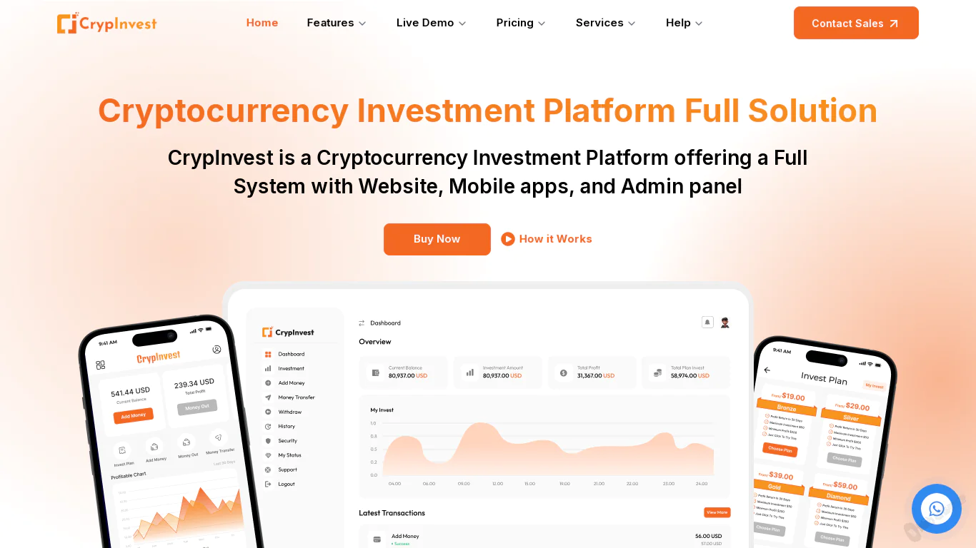 CrypInvest - Cryptocurrency Investment Platform Full Solution