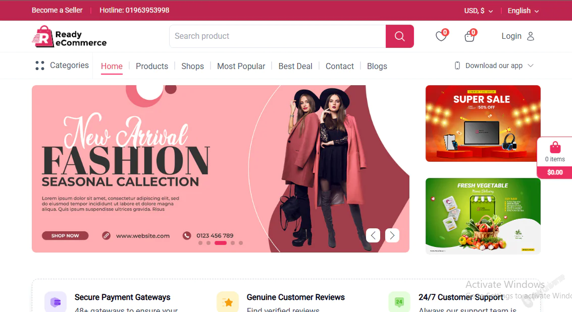 Ready eCommerce - Complete Multi Vendor eCommerce Mobile App, Customer Website with Store POS